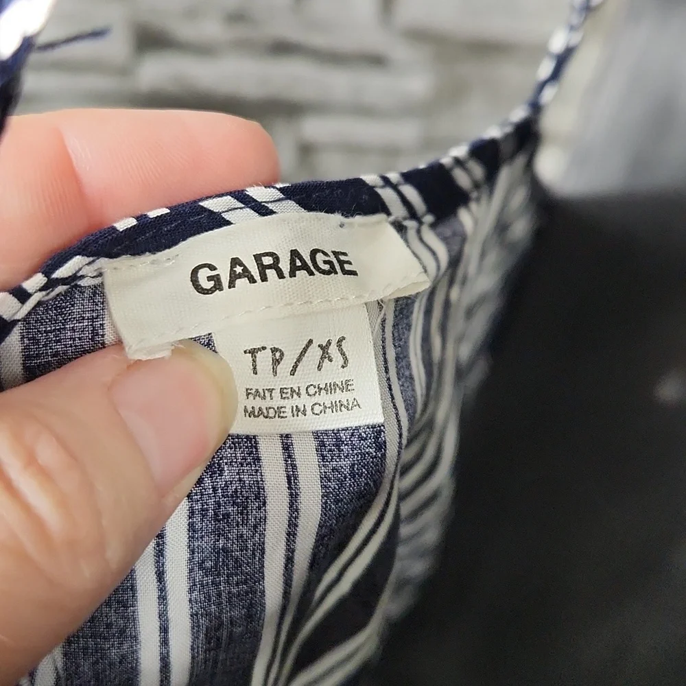 Garage Navy Blue Striped Wrap Jumpsuit - Picture 8 of 10